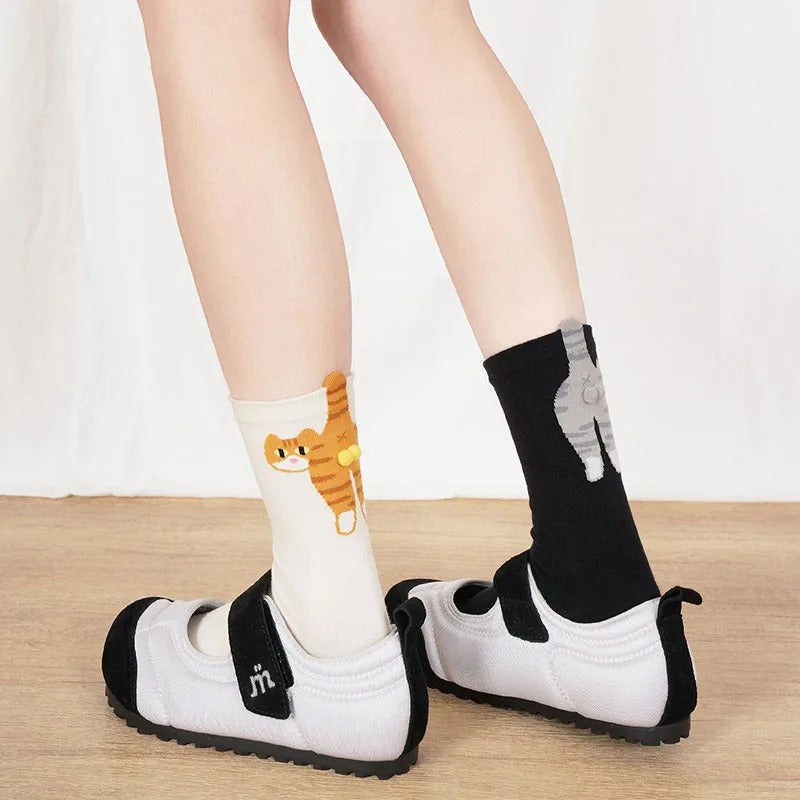 Cute Cat Socks with Fuzzy Balls