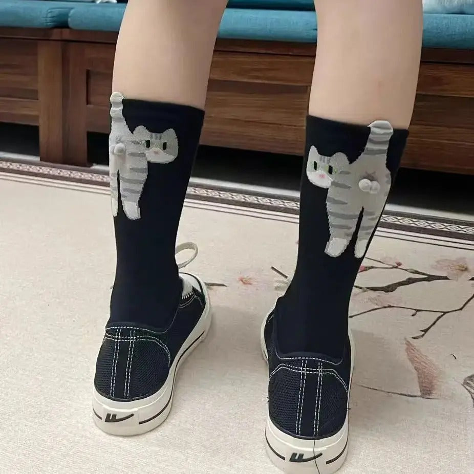 Cute Cat Socks with Fuzzy Balls