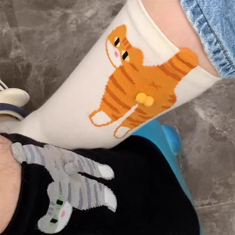 Cute Cat Socks with Fuzzy Balls