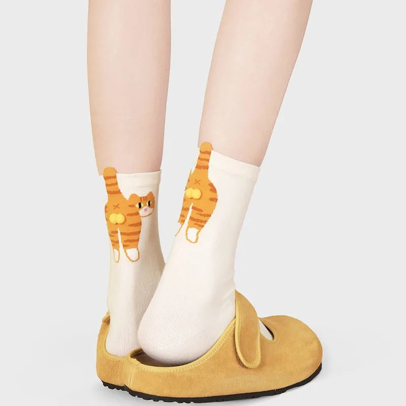 Cute Cat Socks with Fuzzy Balls