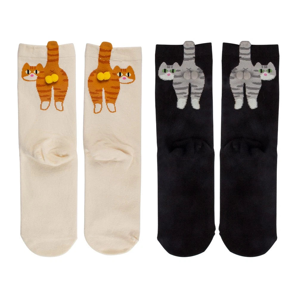 Cute Cat Socks with Fuzzy Balls
