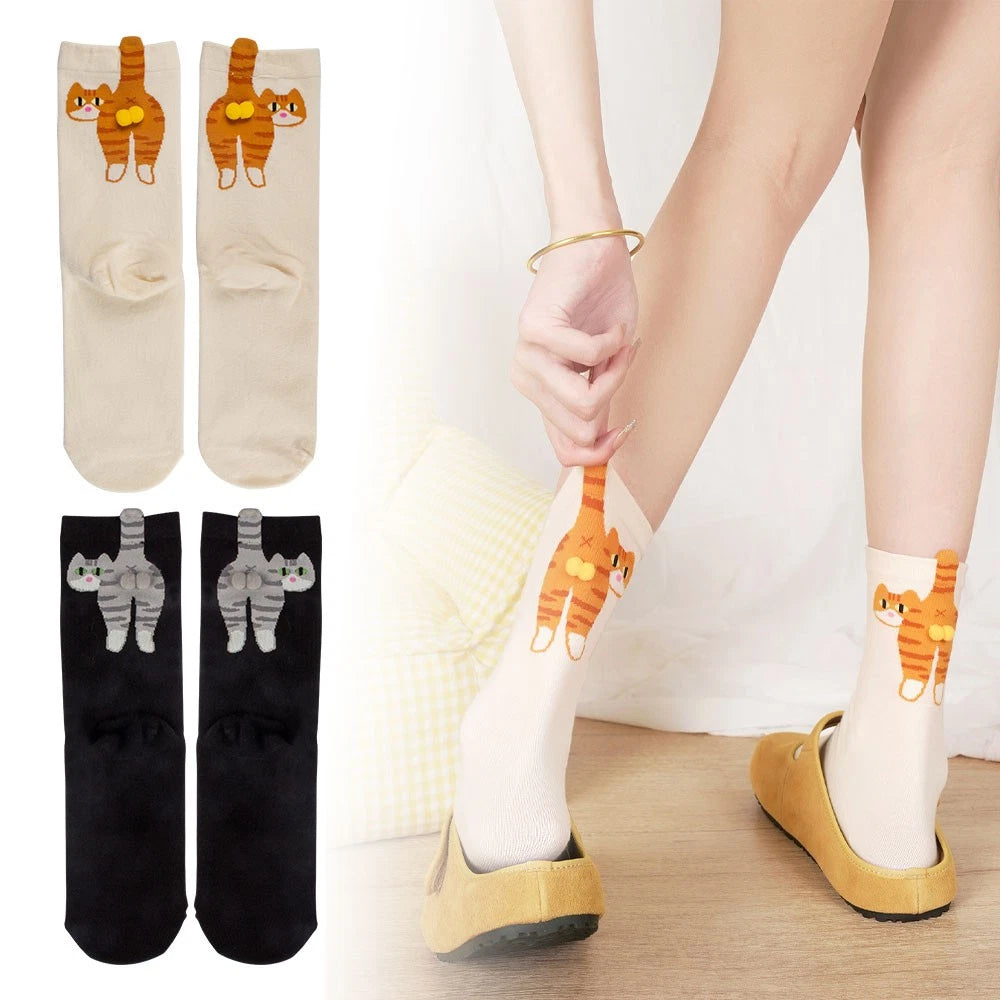 Cute Cat Socks with Fuzzy Balls
